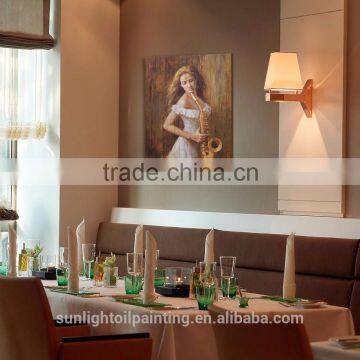 Modren Saxophone Sexy girl MB032 High Quality Handmade Art Wall Paintings on board Oil Painting