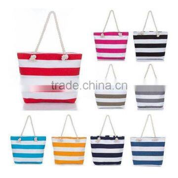 Nautical Rope Handle Tote stripe/chevron cotton beach bag