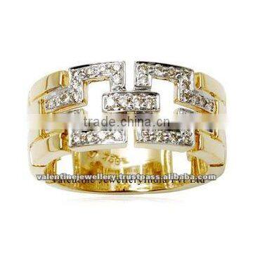 broad diamond gold ring, diamond gold band, designer band ring