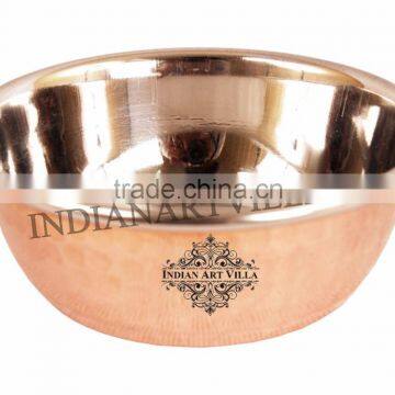 IndianArtVilla Handmade Traditional Copper Steel Bucket 300 ML - Vegetable Dish Serving Restaurant Hotel Home Serveware