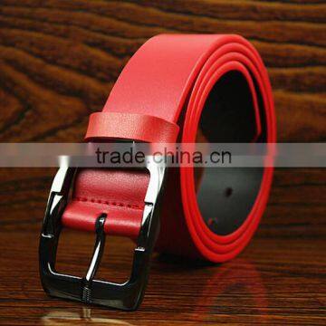 Red Genuine Leather Belt for Teens and Men
