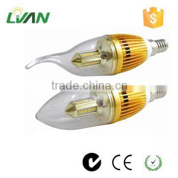 High lumen ultra bright e14 3w-5w dimmable led candle lamp