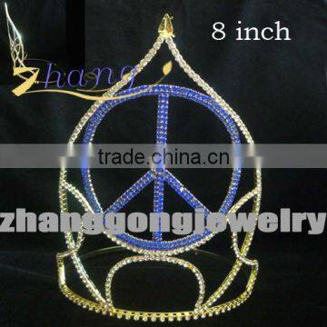 Peace sign shaped rhinestone pageant crown