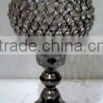 Aluminum,Iron & Glass Crystal Votive Tealight T-Light Candle Holder Hurricane Lamp