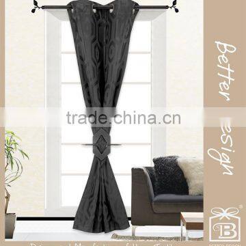 1Pc 100% Polyester Grey Color Yarn Dyed Jacquard Grommet Curtains And Drapes for Window with Matching Clip