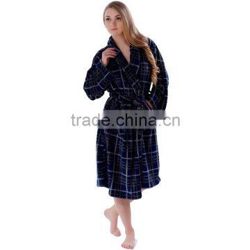 2016 new coral fleece plaid printed bath robes pajamas for women