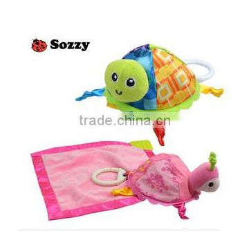 sozzy baby turtle comforter, baby bid, cuddle blanket & doudou