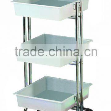 3 Drawer Rolling Storage Cart Chrome Food Trolley Cart