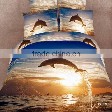 3D reactive printed luxuary dophin design 133*72 40s*40S bedding set with 100% cotton