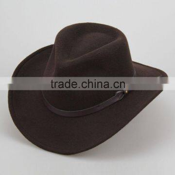 Bull Rider Jazz Fedora Sunhat Men Felt Hats Ribbon Band Western Cowboy Hat Brown photo-4