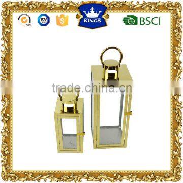 Golden color set of 2 Stainless steel lantern