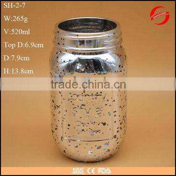 Country style quality 500ml electroplate color decoration glass jar wholesale