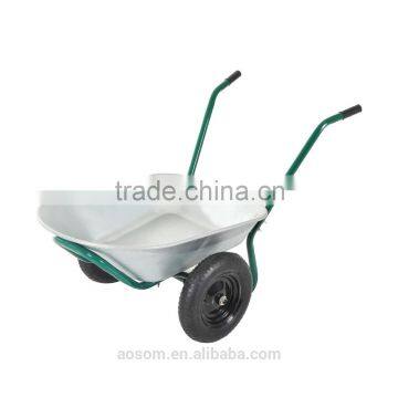 Outsunny Silver/Green 2 Cubic Feet Two Wheel Metal Wheelbarrow