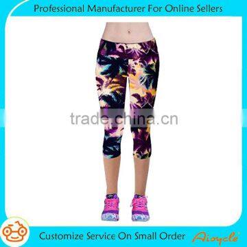 Fitness capris spandex woman bulk workout printing activewear yoga pants