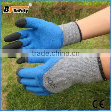 BSSAFETY 3/4 foam crinkled latex coated working gloves with strong finger