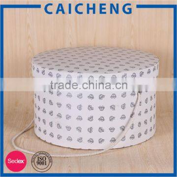 Round Shape Package Cardboard Hat Box With Ribbon