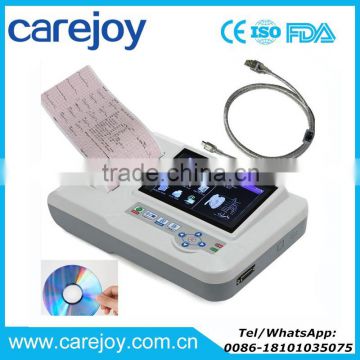 Carejoy CE ISO PC Analysis Software Resting 12 lead Touch Screen 6 Channel Digital Electrocardiograph ECG Machine