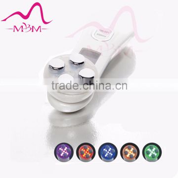 mini home use facial beauty device photon led color light 3MHz Ultrasonic Face Massager with Sonic Ion Skin