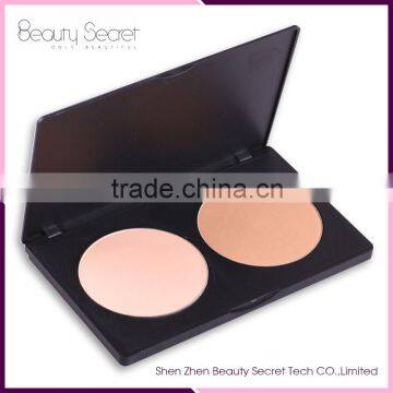 True cover foundation make-up, hd foundation 2 color face powder palette for women