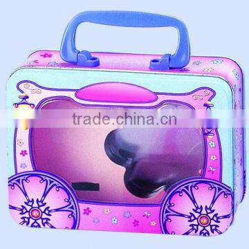 PVC window wholesale tin lunch box with lock and key kids lunch tin box metal tin lunch box