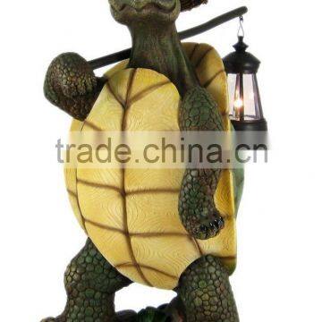 Personalized Handmade Color Painted Decorative Resin Turtle Lantern Statue