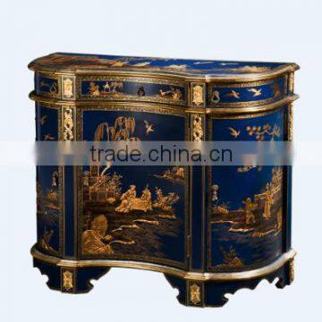 Retro Art Painting Home Furniture Dinning Room Set, Noble Blue Round Dinning Table With Chair/Sideboard photo-5