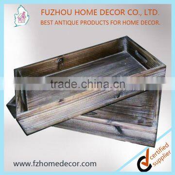 2016 new style antique solid wooden tray box with white washed