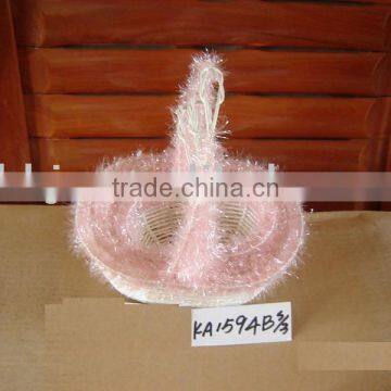 Pink oval cloth outdoor handmade Valentine's Day flower basket for women