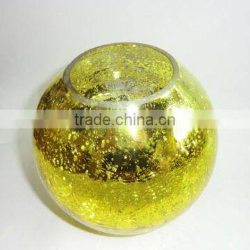 Party Decoration Hanging Yellow Sparkling Glass Polished Hollow Glass Ball photo-2