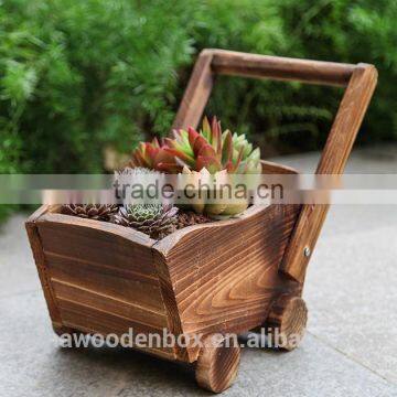 2015 wooden flower pots with wheels