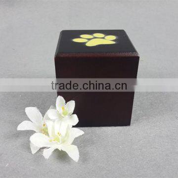 Mini Size Paw Print Wood Pet Cremation Urns for Funeral photo-2