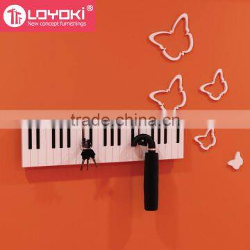 2016 New Design Home Wall Decoration Piano Wall Mount Hook Multifunction Clothes Coat Rack and Key Holder Wall Hook photo-3