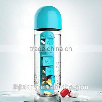 Hot sale plastic 7 day pill box water bottle/Plastic 7 day pill box water bottle