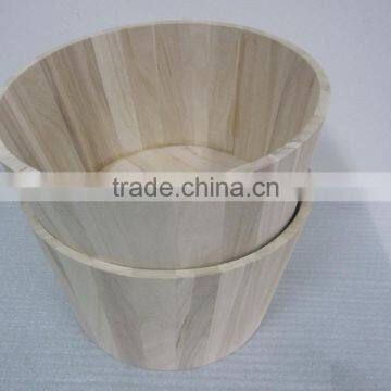 Hot Sale Natural Handmade Round Shape Solid Wooden Barrel, Wood Barrel With Rope Handle Manufacture photo-2
