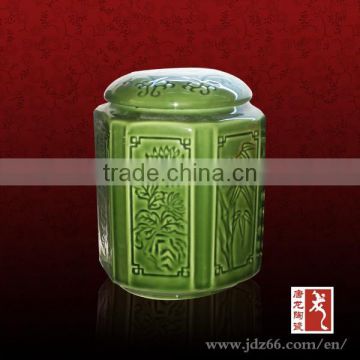 Popular style excellent quality deep green bamboo tea canister for home