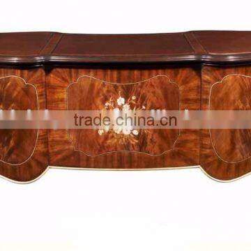 Classical Luxury Italian Design Solid Wood Office Table With Artistic Marquetry Decor for CEO Manager Room BF12-04244c photo-2