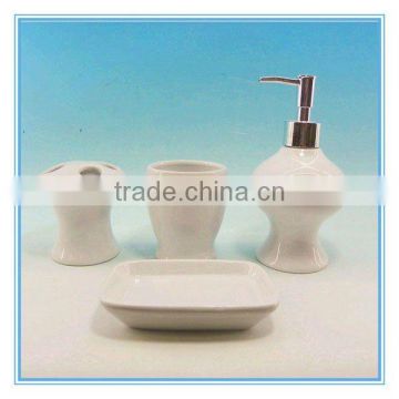 Hot sale mini round white dehua 4pcs ceramic novelty bathroom accessories