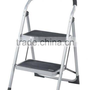 2 steps folding step ladder with safety rail