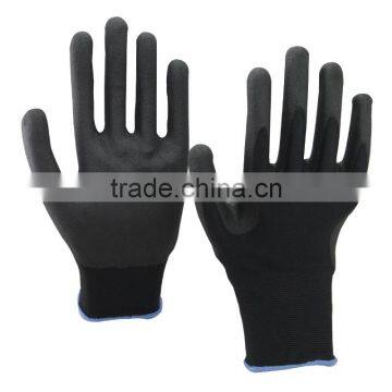 NMSAFETY 13 gauge knitted black nylon liner coated foam pvc on palm good grip safety working gloves