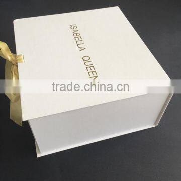 White Color Foldable Structure Kid Boys Children White Baby Clothes Box Ribbon Closure photo-3