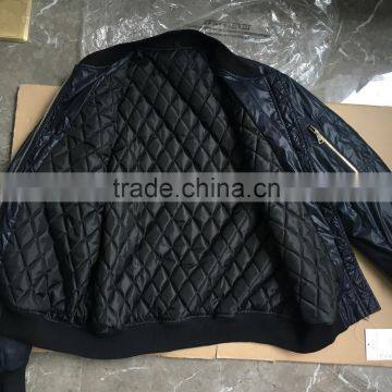 OEM Quality Black Color Quilted Inside Nylon Bomber Jacket for Men