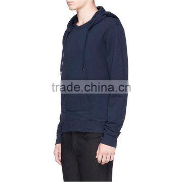 Neck Blank Hoodie Elbow Leather no Drawstring Leather Sleeve Sweatshirt photo-3