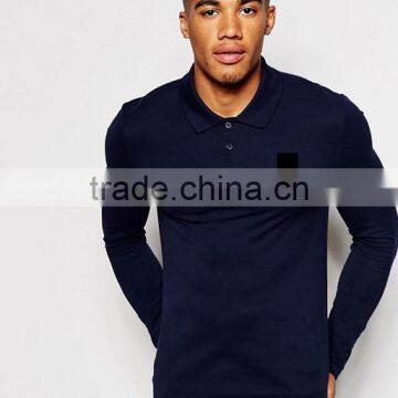 Cheap Price Muscle Long Sleeve Polo With Logo In Navy/Breathable Polo Collar T-shirt/Two Button Blacket T-shirt photo-2