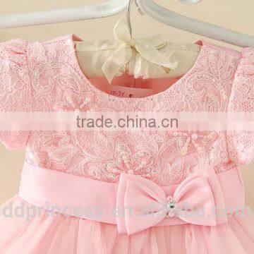 Lace Dress Fabric Summer Princess Children Girls Dress With Pink photo-3