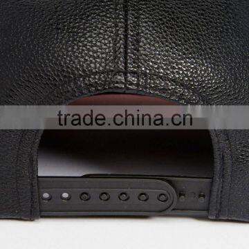 Guangzhou Hat Manufacturer Custom 6 Panel Fitted Black Blank Leather Chinese Hat photo-2