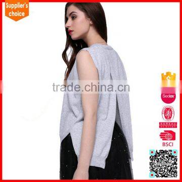 New Design o Neck Pullover Sleeveless Custom Hollow Out Merino Wool Vest photo-2