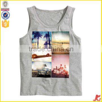 100% Polyester Mens Wholesale Printed Tank Tops Men in Bulk photo-2