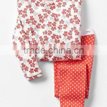100% cotton Floral printed girls pajama set,nightwear pajama,pj set