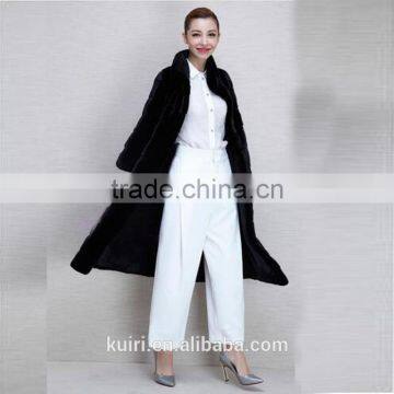 Europe Style Plus Size Woman Mink Fur Black Long Coat Luxurious Ladies Outdoor Overcoat photo-2