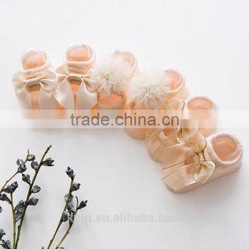 2017 New Design Spring Baby Socks Cotton Lace Stocking Flowers Bow Socks Floor Socks Anti-pilling Anti-skid photo-3